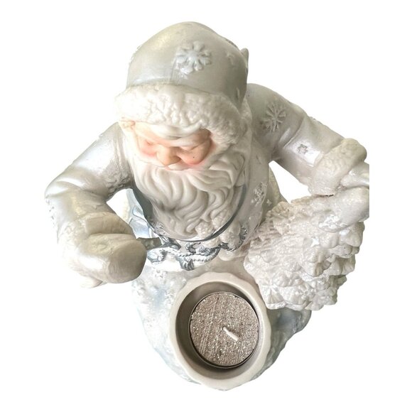 Partylite Spirit of the Season Santa Christmas Tree White Silver Candle Holder - Picture 6 of 14